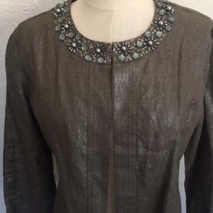 Chicos Size 1 US M Blazer Jeweled Linen Metallic Sheen